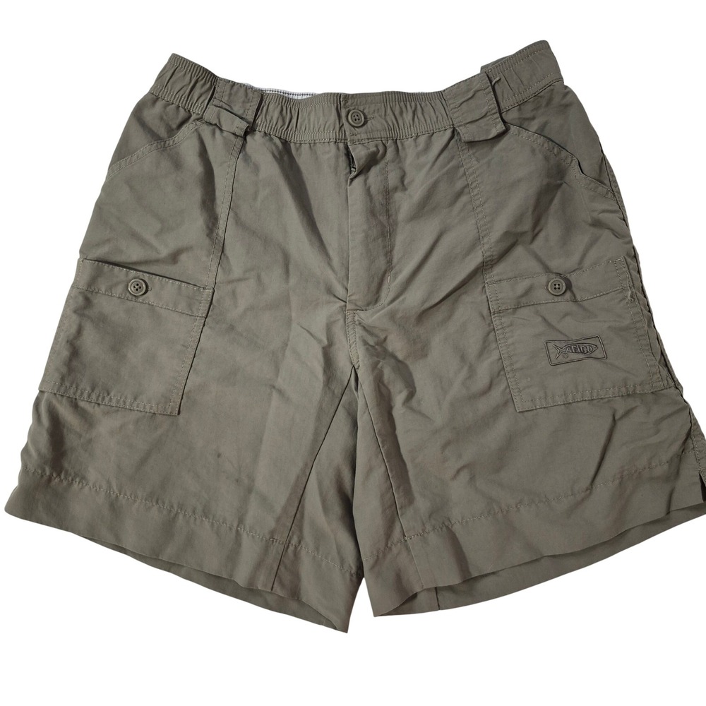 AFTCO M01 Fishing Shorts Mens 32 Sage Green Gorpcore Outdoor Nylon Cargo Utility